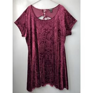 Midnight Hour Dress Plus Size 5 5X Burgundy Velvet Dark Romantic Vamp Whimsigoth